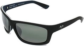 Maui Jim Men's and Women's Kanaio Coast Polarized Wrap Sunglasses, Matte Soft Black/White/Blue/Neutral Grey Polarized, Medium