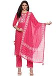 RAJMANDIRFABRICS Women's Cotton Embroidered Straight Kurta Pant With Dupatta Set (PK10111079-3XL_Pink_3X-Large)