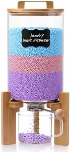 Roetell Laundry Detergent Dispenser,Glass Laundry Powder Dispenser with Bamboo Base,Suitable for Scent Beads and Powdered Laundry Detergents in the Laundry Room,Capacity: 4L/8lb/128oz