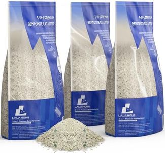 LALAHOME Premium Bentonite Cat Litter Sodium-Based, Clumping Cat Litter, Dust-Free, Strong Durability, Odor Control, Unscented Natural Mineral Formula Kitty Litter Bluk for RealScooper, 3 x 15 lb. Box