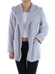 Anna-Kaci Women Long Sleeve Fleece Open Front Hooded Cardigans Jacket Outwear, Grey, Medium/Large