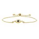 Amanda Rose Evil Eye Bolo Bracelet for Women in 14k Yellow Gold (Adjustable) |Real 14K Solid Gold, 14K Yellow Gold