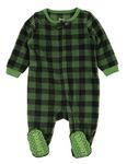 Leveret Boys Girls Kids Footed Fleece Pajama Plaid Black & Green 12-18 Month