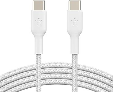 Belkin cable de carga rápida USB-C a USB-C trenzado (cable USB C para iPhone 16, iPhone 15, Samsung Galaxy S24, Note, Google Pixel, iPad Pro, Nintendo Switch, cable carga Tipo C) 2 m, 2 uds, blanco