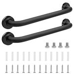 sunzone 2 Pack Shower Grab Bars, 16-Inch Grab Bars for Bathroom,Stainless Steel Grab Bar,Shower Handle for Senior, Safety Hand Rail Support, Assist Bath Handle for Handicap Elderly Injury,Black