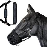 Deluxe Comfort Lined Grazing Muzzle, Heavy Duty Waffle Neoprene with Chin and Neck Pads,, Size: Pony