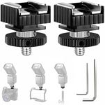 NEEWER 2PCS Flash Hot Shoe Mount Adapter to 1/4” Thread Hole Compatible with Canon Nikon Pentax Flash, 1/4” to 1/4” Male Tripod Screw Adapter for Light Stand Umbrella Flash Holder Bracket