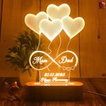 Artistic Gifts 3D Illusion Personalized LED Table Lamp for Couples| Customized Name Night Lamp for Wedding Marriage Anniversary| Wedding Return Couple Gift for Friend, Parents, Wife, Husband. Infinity