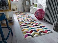 Lord of Rugs Quality Handcarved Geometric Design Bedroom Living Room Rainbow Multi Coloured Rug Coral Multi Runner 66x230 cm (2'1"x7'7")