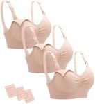 Stelle Nursing Bras Maternity Bra for Breastfeeding Pregnancy Wireless Bralette with Pads, Extenders (3 Almond,M)