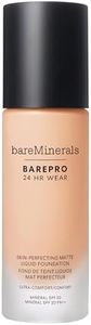 bareMinerals Barepro 24HR Wear Matte Liquid Foundation Mineral SPF 20, Full Coverage Matte Finish, Breathable Makeup for Face, Vegan (Fair 17 Neutral)