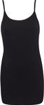Womens Plain Sleeveless Ladies Stretch Round Scoop Neckline Camisole Long Strappy Vest Tank Top Plus Size Black Size 18-20 (XXL)