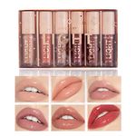 AWCCXMYM 6PCS Nude Lip Gloss Set Shine Glossy Lipgloss Plumping Lip Gloss Clear Lip Gloss Non-Sticky Matte Liquid Nude Lipstick Lip Stain Set B