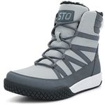 STQ Winter Snow Boots Womens Ankle Non slip Boot Warm Fur Lined Hiking Walking Outdoor with Zipper Dark Grey Size 9