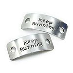 Personalised Trainer Tags (A Pair) - aluminium shoelace tags - Lace plates - Marathon Shoelace Charms, Runner Jewellery. Keep on running.