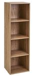 Homme Concept – 4 Cube Storage Unit Oak, Tall Living Room Bookcases, Shelving Unit, Narrow Storage Shelves, Kids Bookcase, Free Standing Wooden Bookcase, Storage Organiser, BookShelf for Home Office