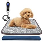 Bestio Cat Heating Pad,Electric Heated Cat Bed Indoor with Adjustable Thermostat Controller (1-24 Hours) and Chew Resistant Steel Cord,Pet Heating Pad for Puppy with One Plush Cover(Rose,18×18 in)