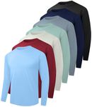 Kinglaman 7 Pack Men Dry Fit Workout Long Sleeve Athletic Gym UPF SPF UV Sun Protection Quick Dry Lightweight Shirts