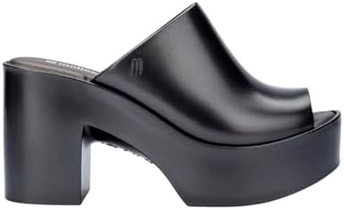 Melissa Mule Hype Metallic Heel - Fashion Sandal for Women - Iridescent Comfortable Mule Style - 9.5cm Heel Height - High-Shine Upper with Bubblegum Scent - Chic and Sophisticated, Dark Silver, 10