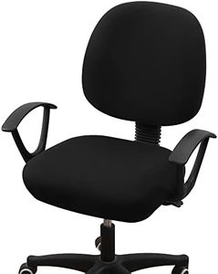 Smiry Stretch Printed Office Computer Chair Covers, Universal Washable Removable Desk Rotating Chair Slipcovers Protector, Seat + Backrest Cover - Black