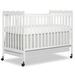 Dream On Me Carson Classic 3-In-1 Convertible Crib In White, Made Of Sustainable Pinewood, Non-Toxic Finish, Comes With Locking Wheels, Wooden Nursery Furniture