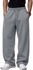 EFAN Men's Baggy Sweatpants Wide Leg Drawstring Sweat Pants Dark Grey M