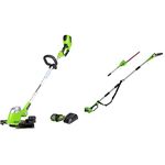 Greenworks 40V 13-Inch Cordless String Trimmer (STF305) and 2-Inch-1 Pole Saw with Hedge Trimmer Attachment