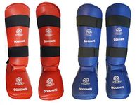 Be Win Kai Approved Goodwin Molded Karate Shin Guard (Red and Blue, Medium)