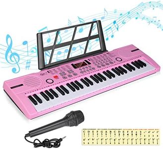 Hricane Kids Piano Keyboard, 61 Keys Beginner Electronic Keyboard Portable Digital Music Keyboard, Early Education Music Instrument with Microphone & Music Sheet Stand