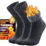 Welwoos Heated Thermal Socks for Women Winter Warm Ski Thick Boot Insulated Gift Socks Stocking Fillers for Women 3 Pairs (Dark Grey,L)