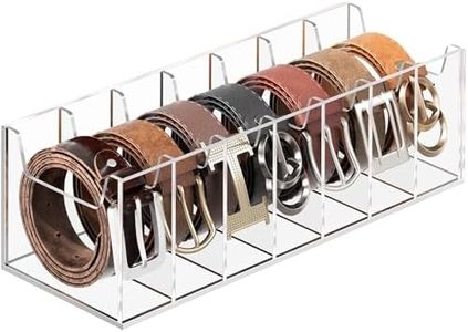MaxGear Belt Organizer, Acrylic 7 Compartment Belt Storage Rack for Closet, Clear Display Case for Belts, Ties, and Bow Ties