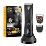 Body Trimmer Men, Kibiy Pubic Ball Hair Trimmer for Men with 2 Ceramic Blade, USB-C Rechargeable Body Shaver Electric Razor, IPX7 Waterproof, Wet Dry Use