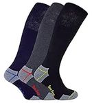 Sock Snob Mens Long Knee High Work Socks | 3 6 12 Pair Pack Options Heavy Duty Reinforced Heel Socks for Steel Toe Boots (6-11, 3 Pairs)