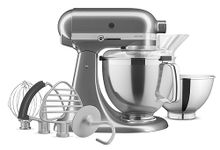 KitchenAid Artisan Series Tilt-Head Stand Mixer With Premium Accessory Pack, Medallion Silver, KSM195PSMS