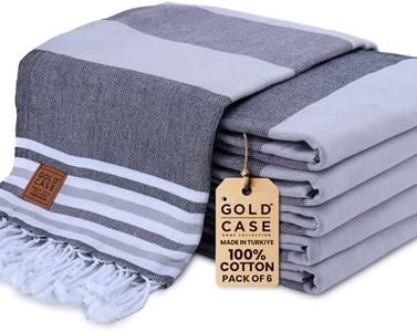 Gold CASE Turkish Beach Towel Set of 6 – 100% Cotton Large Turkish Bath Towels 70 x 38'' – LYCIA Oversized, Quick Dry & Sand Free Beach Towel – Lightweight Turkish Towels Set - Black