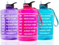 ChillXX 3.8L Motivational Water Bottle with Time Markings - Gallon Water Bottle with Straw - Daily Drink Bottle - Large Sports Water Bottles - Beach Accessories - 3L Milk Dispenser (3.78 Litre Pink)