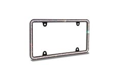 JR2 500 Super Bling Glass Crystals Black Metal License Plate Frame+Free Caps (Neon)