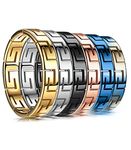 King Ring 4mm Greek 6 Rings Pack – Viking Stainless Steel for Men & Women Ring – Wedding Bands for Him & Her – Engagement Couple Rings – Everyday Elegant Ring - Size 12