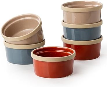 DAFUCERAMIC Ramekins 8 Oz Oven Safe, Ceramic Creme Brulee Souffle Dishes, Pudding Custard Cups Ramekin For Baking, Small Dipping Sauce Bowls, Set of 6, Microwave and Dishwasher Safe (Artisan Colors)