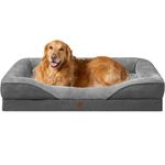 EHEYCIGA XL Dog Bed Memory Foam, Extra Large Orthopedic Dog Beds Sofa with Sides and Waterproof Liner, Pet Couch with Washable Removable Cover and Non-Slip Bottom, 106x76x19cm, Dark Grey