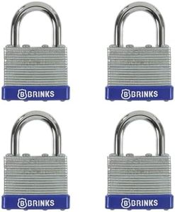 BRINKS - 40mm Laminated Steel Keyed Padlock, 4-Pack - Chrome Plated with Hardened Steel Shackle, (172-40401)