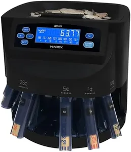 Nadex S545 Pro | Coin Counter, Sorter, and Wrapper | Sorts up to 300 Coins Per Minute | Comes with 48 Preformed Wrappers (Black)