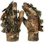 GUGULUZA 3D Leaf Camo Gloves, Camouflage Hunting Gloves