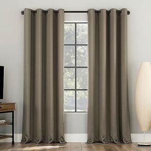 Sun Zero Nordic 2-Pack Theater Grade Noise Reducing Extreme 100% Blackout Grommet Curtain Panel Pair, 52" x 96", Mushroom