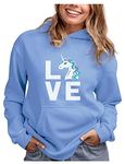 TeeStars - I Love Unicorns - Magical Gift for Unicorn Lovers Women Hoodie Large California Blue