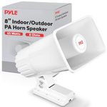 Pyle Indoor/Outdoor PA Horn Speaker - 8” Portable PA Speaker with 8 Ohms Impedance & 65 Watts Peak Power - Mounting Bracket & Hardware Included PHSP5, White