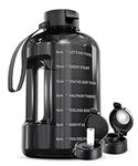 AQUAFIT 1 Gallon Water Bottle with Straw - 4l Water Bottle Time Marker - Motivational Gym Water Bottles 4l - 4 litre Water Bottles 1 Gallon 128 oz - Big Water Jug Large Water Bottle (3.78 liter, Black)