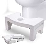 Plastic Toilet Stool, 7'' Height Heavy Duty Foldable Toilet Step Stool with Non-Slip Mat, Portable Bathroom Stool with Freshener Space for Adults Children - White