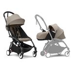 Stokke YOYO3 Stroller with Newborn Pack - Includes Black Frame, YOYO 6+ Color Pack (Taupe) & 0+ Newborn Pack (Taupe)