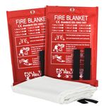 ougist Fire Blanket 2 Pack, 1M x 1M Fiberglass for Home & Kitchen